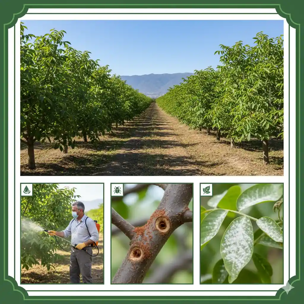 آفات و بیماری‌های شایع گردو و روش‌های مقابله