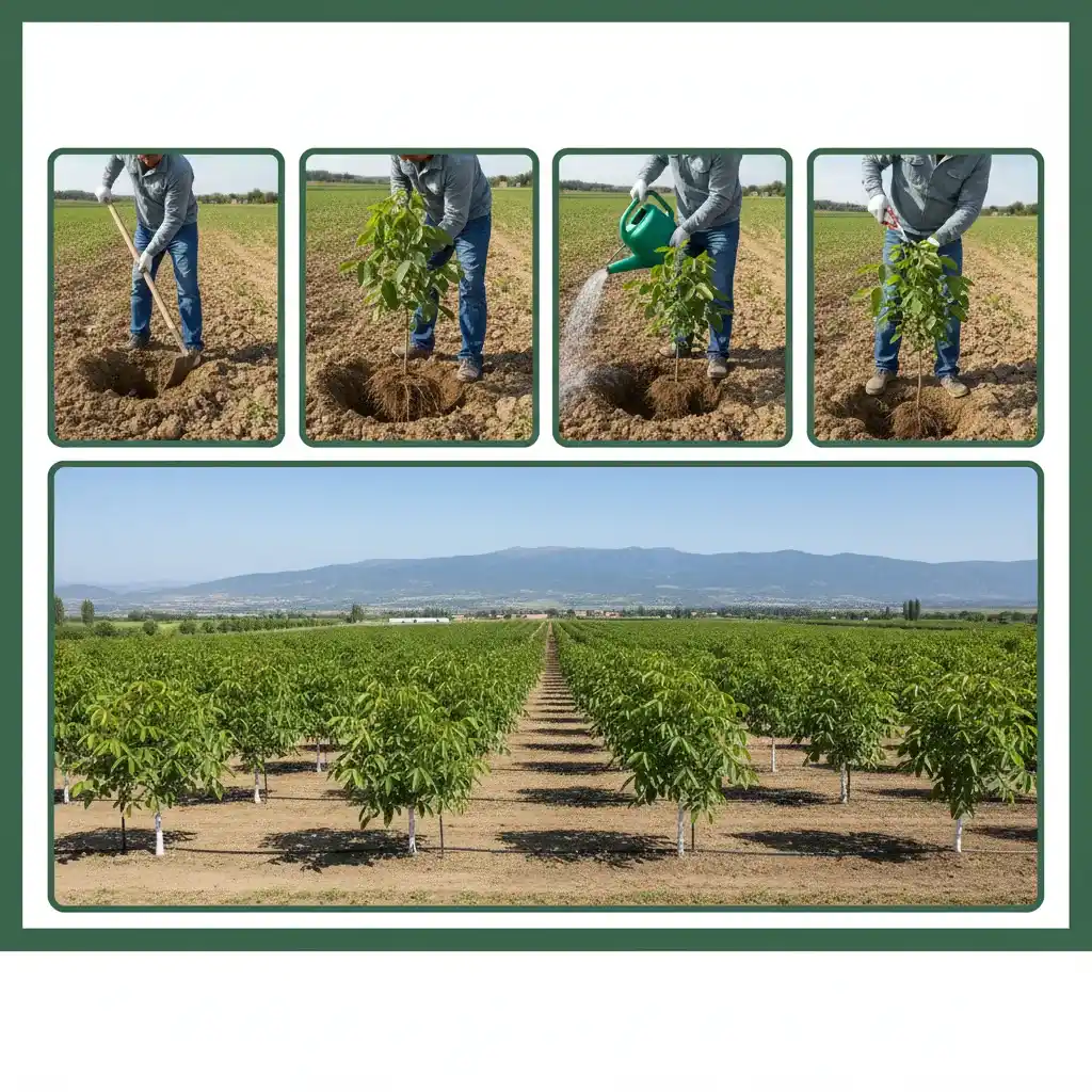 مراحل کاشت نهال گردو