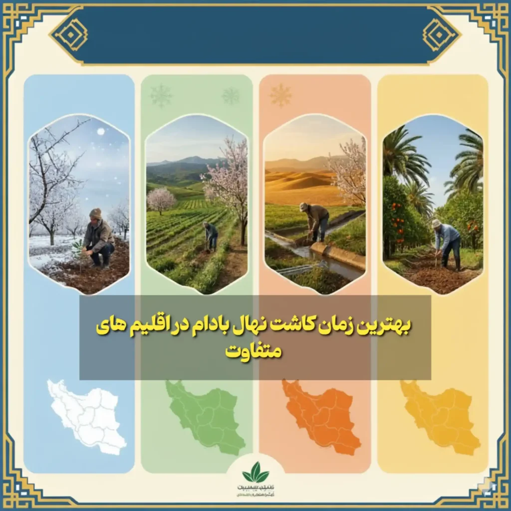 زمان کاشت نهال بادام در اقلیم های مختلف ایران